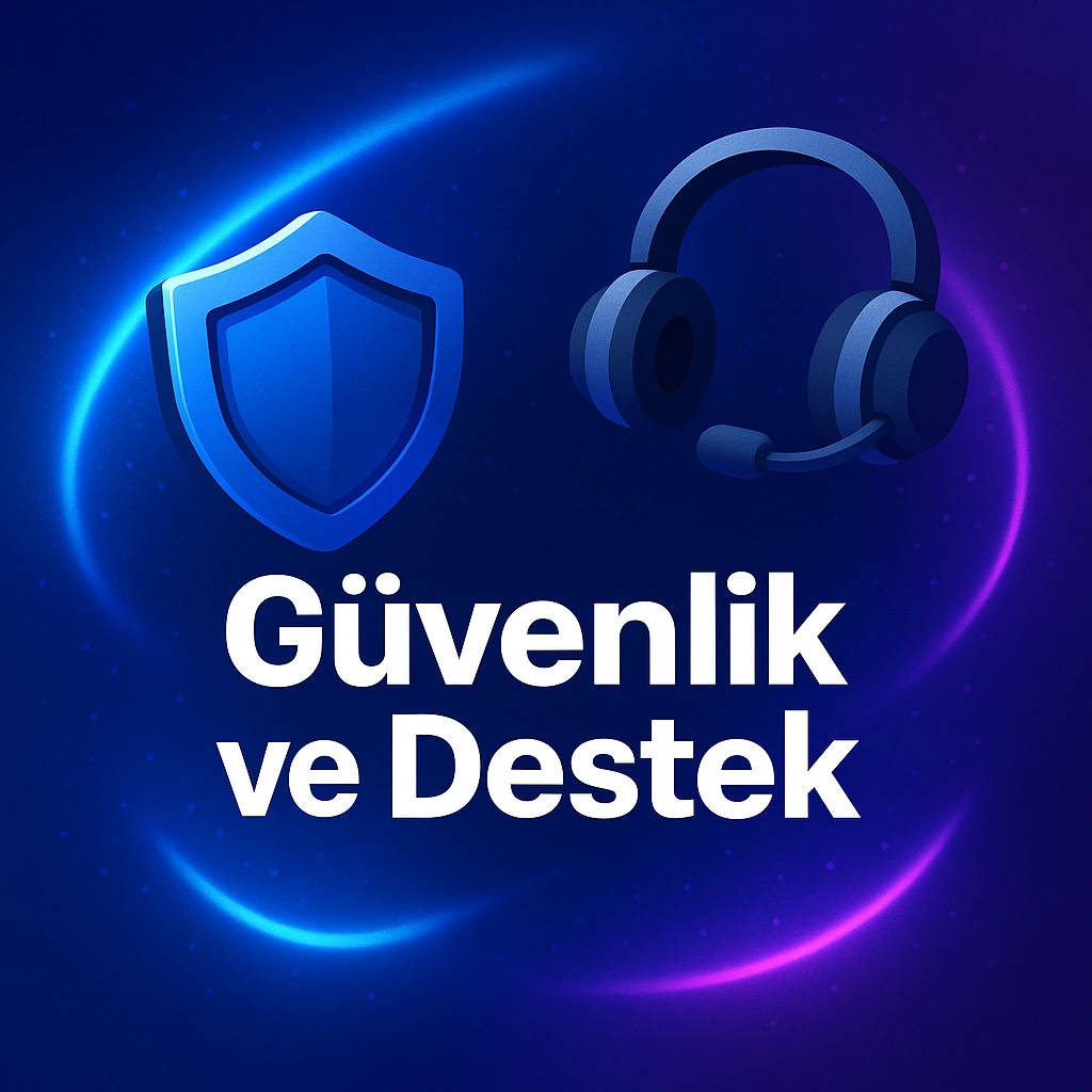 Güvenlik ve Destek Kalkan ve kulaklık simgeleriyle güvenli destek teması