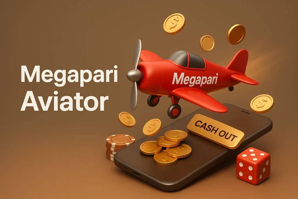 Megapari Aviator – Yüksel, Kazan, Cash Out! Megapari Aviator oyununda kırmızı uçak ve “Cash Out” düğmeli 3D görsel